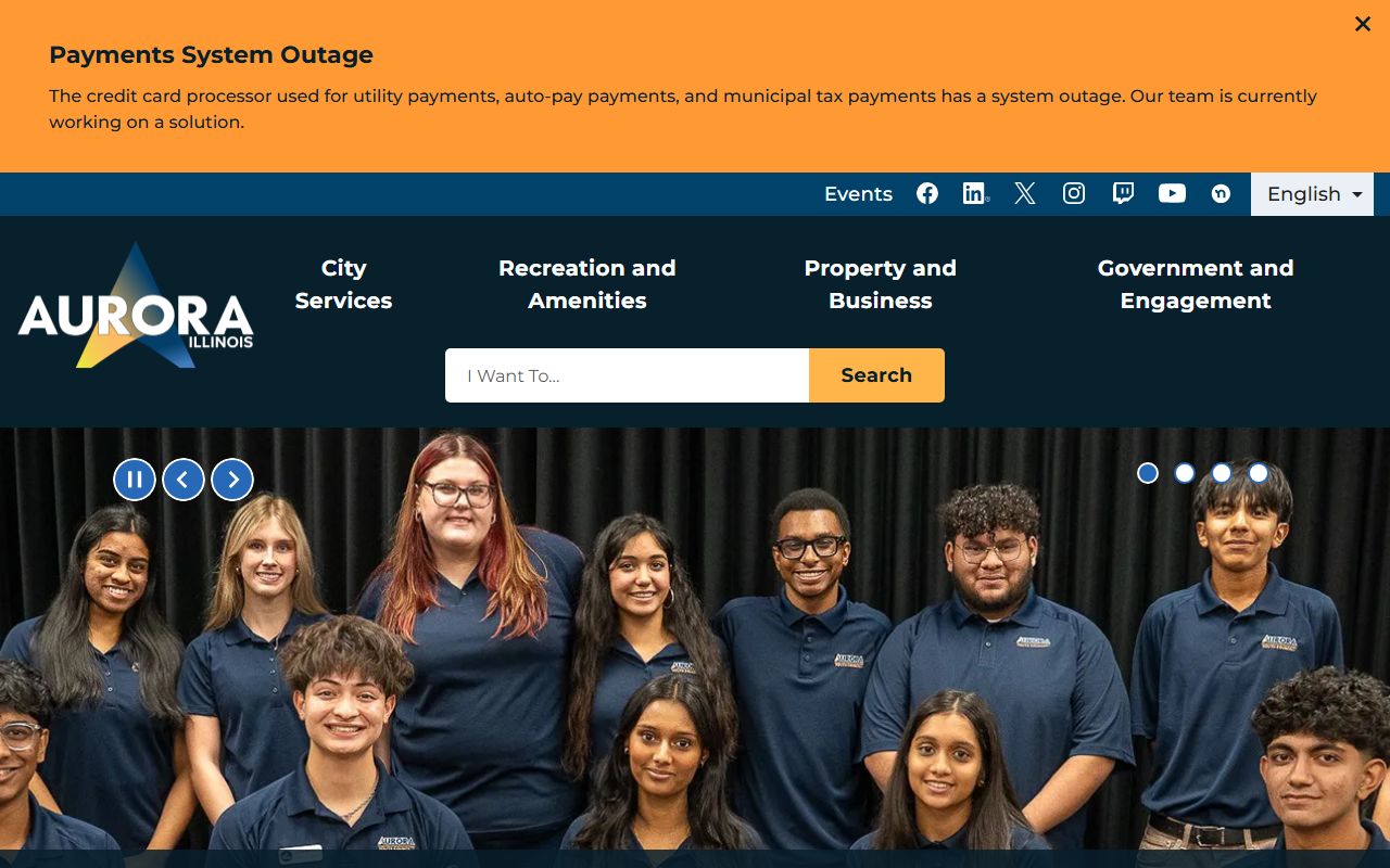 Aurora city government homepage for public records and services