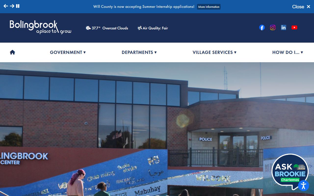 Bolingbrook village homepage for public records access