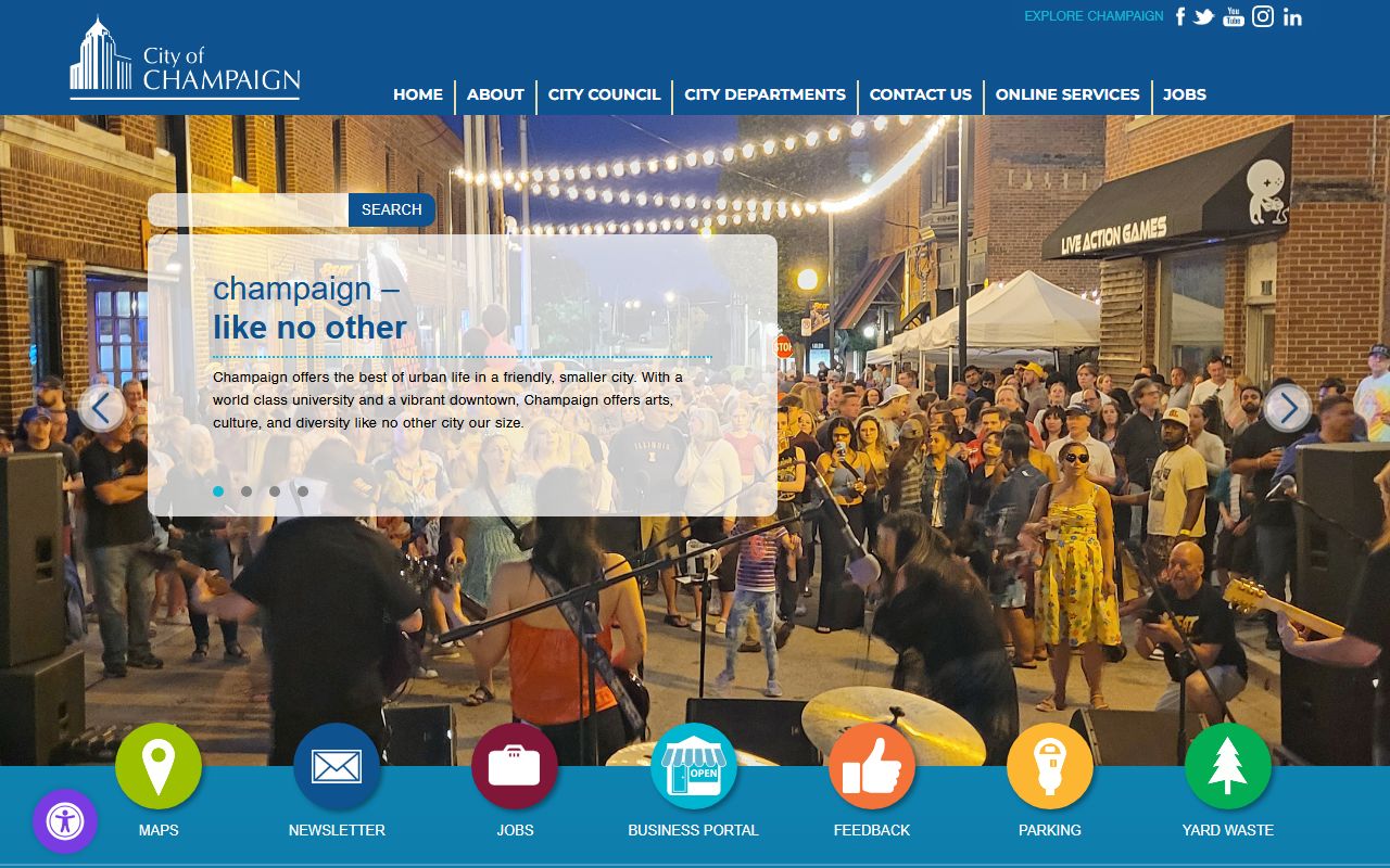 Champaign city government homepage for public records and services