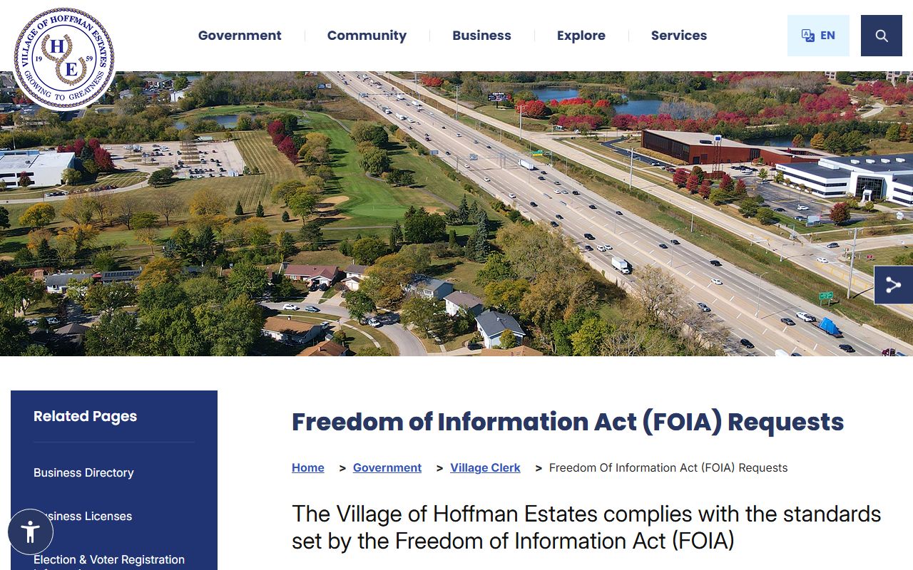 Hoffman Estates FOIA request page for public records