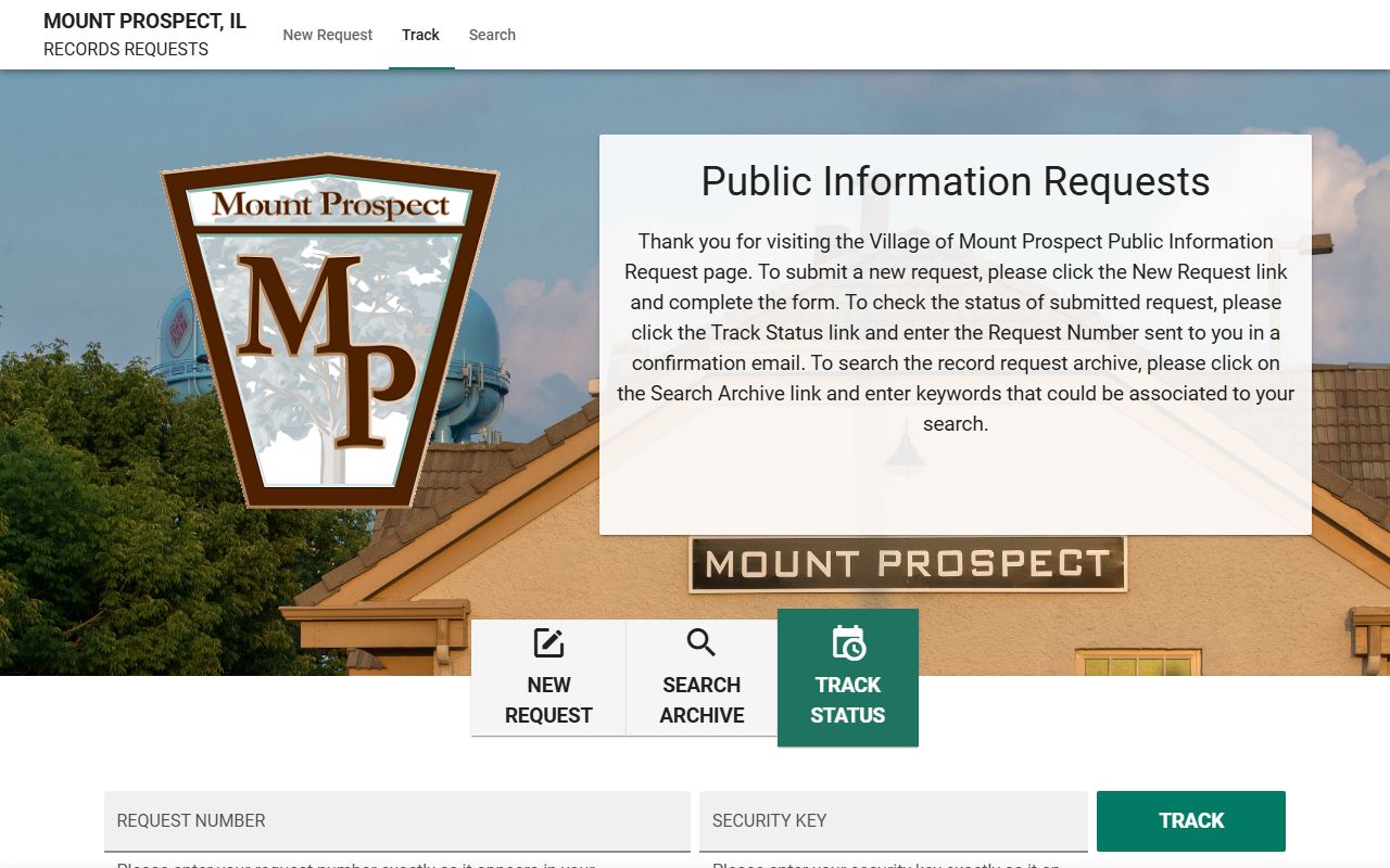 Mount Prospect JustFOIA portal for public records requests