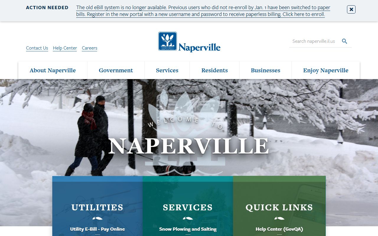 Naperville city government homepage for public records and services