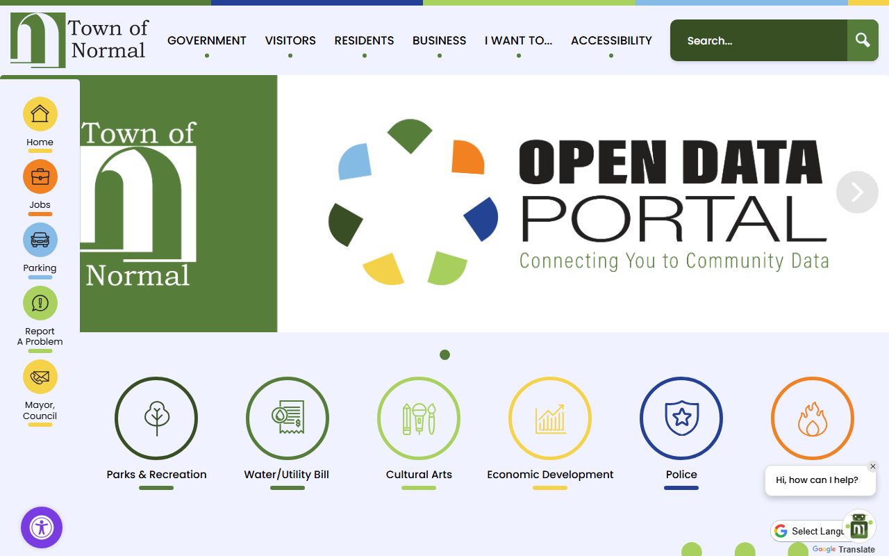 Town of Normal homepage for public records access