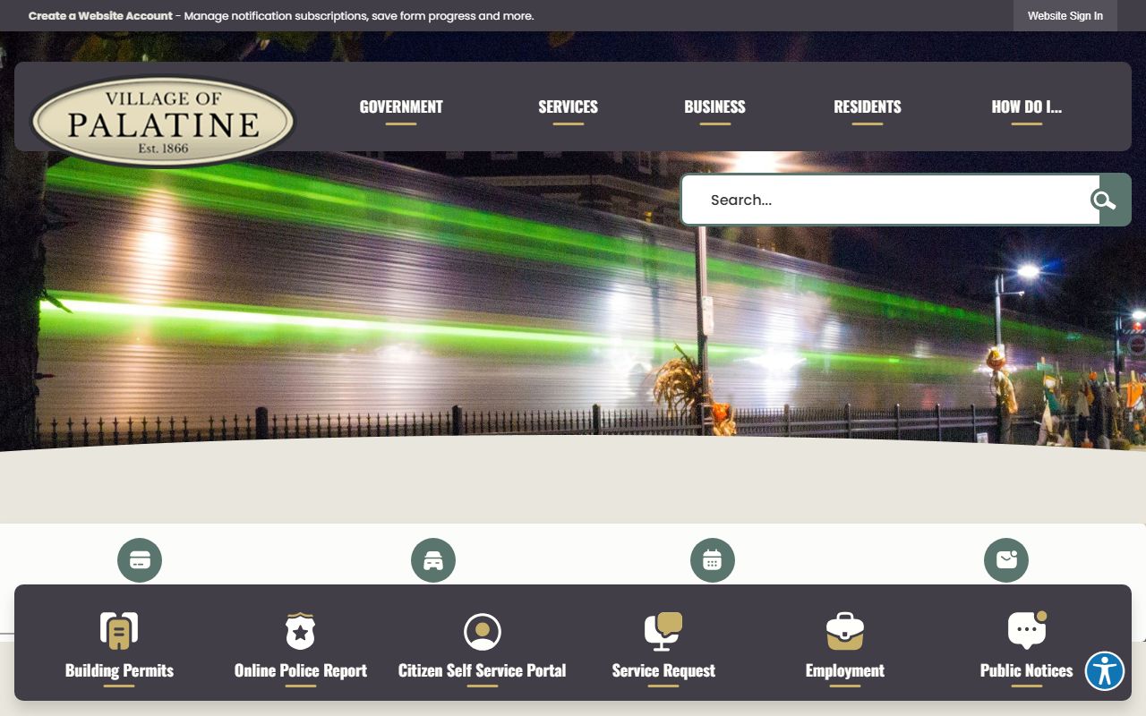 Palatine village homepage for public records and government services