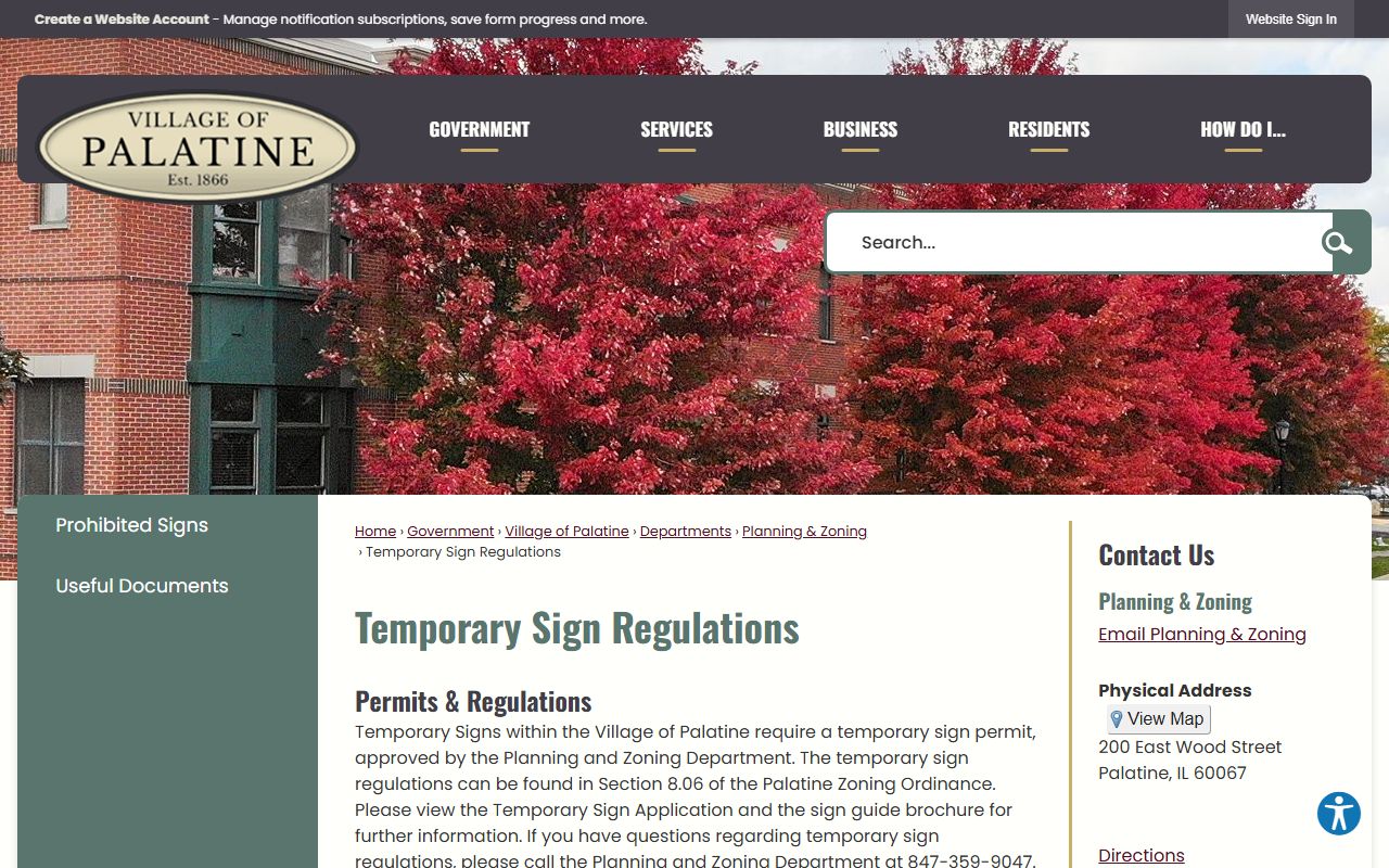 Palatine Village Clerk office page for public records requests