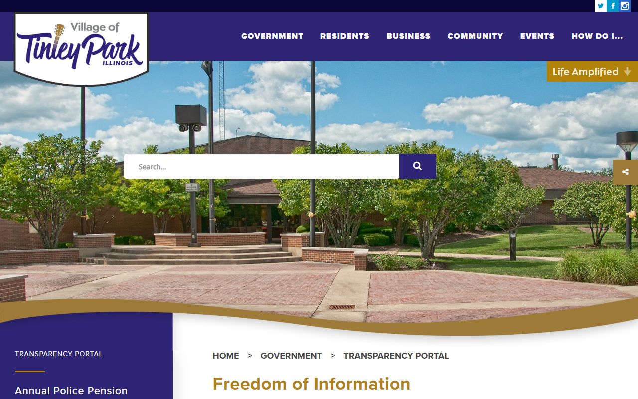 Tinley Park FOIA request page for public records