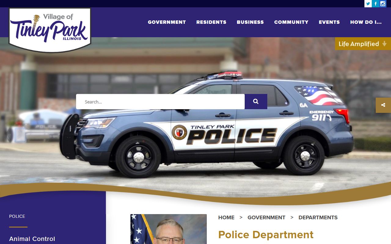 Tinley Park Police Department page for police records
