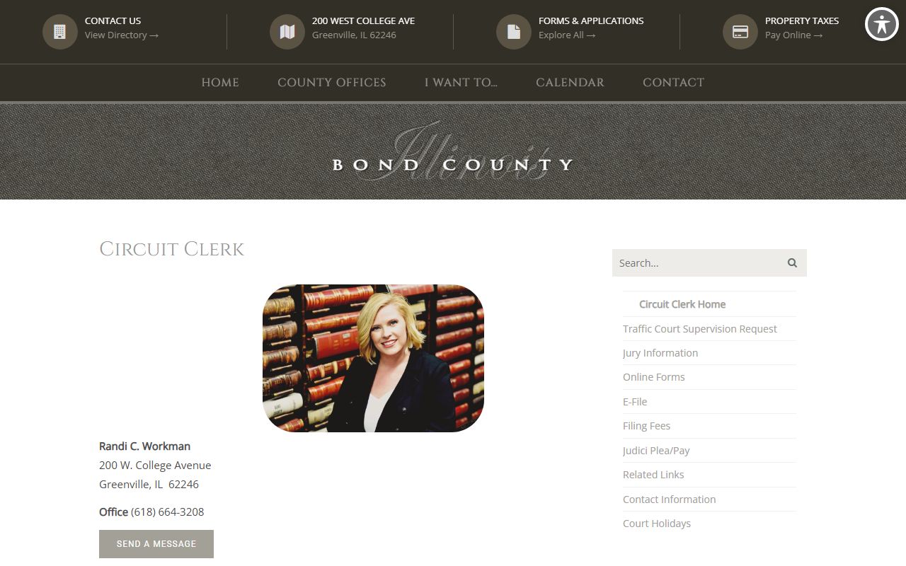Bond County Circuit Clerk page for court records