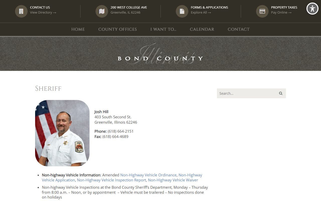 Bond County Sheriff office page for public records