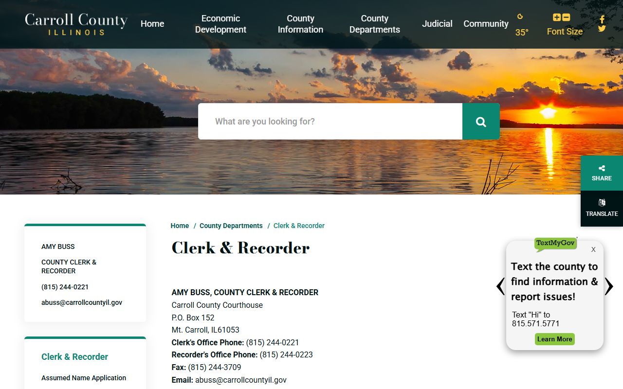 Carroll County Clerk and Recorder page for records