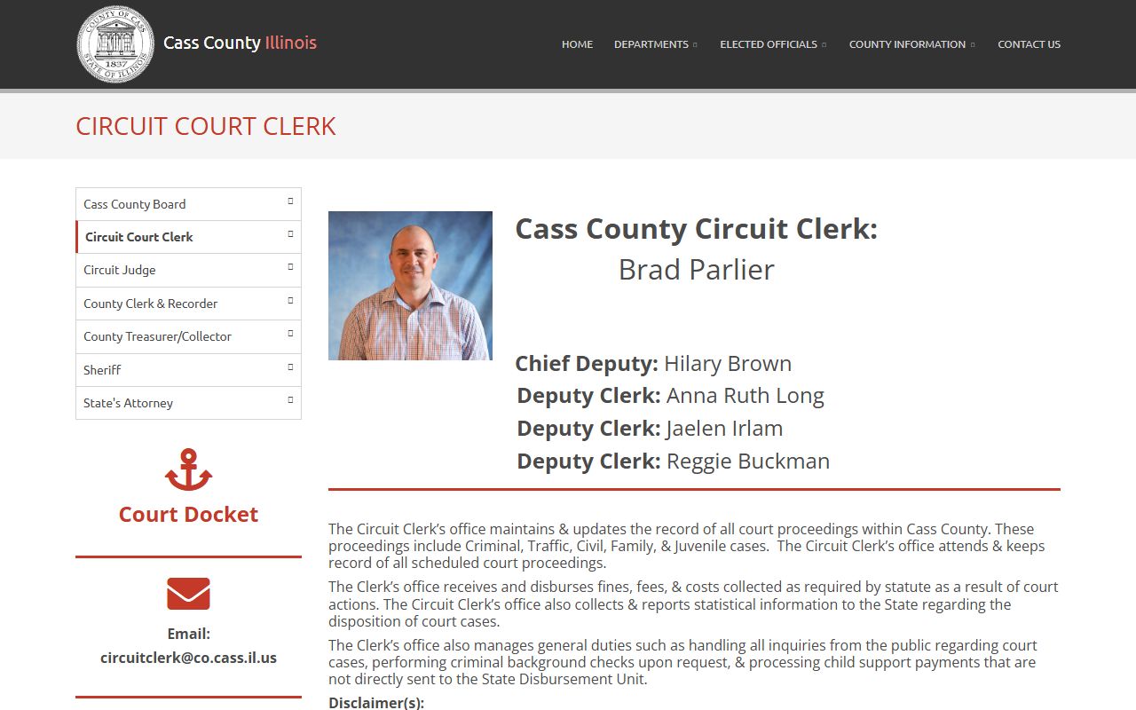 Cass County Circuit Clerk website for court records