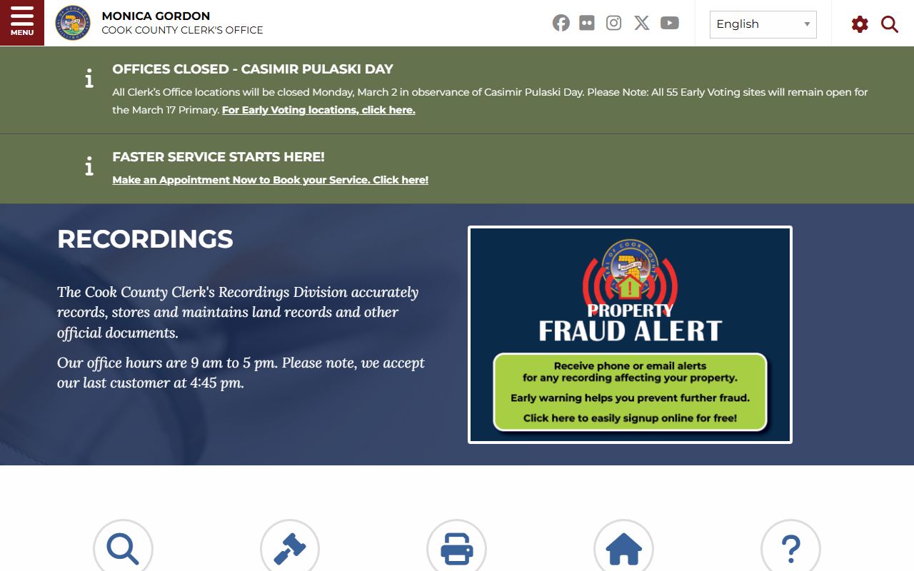 Cook County Recordings Division for land records and public records