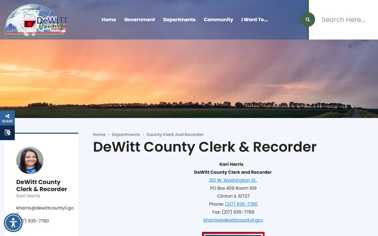 De Witt County Clerk and Recorder page for public records