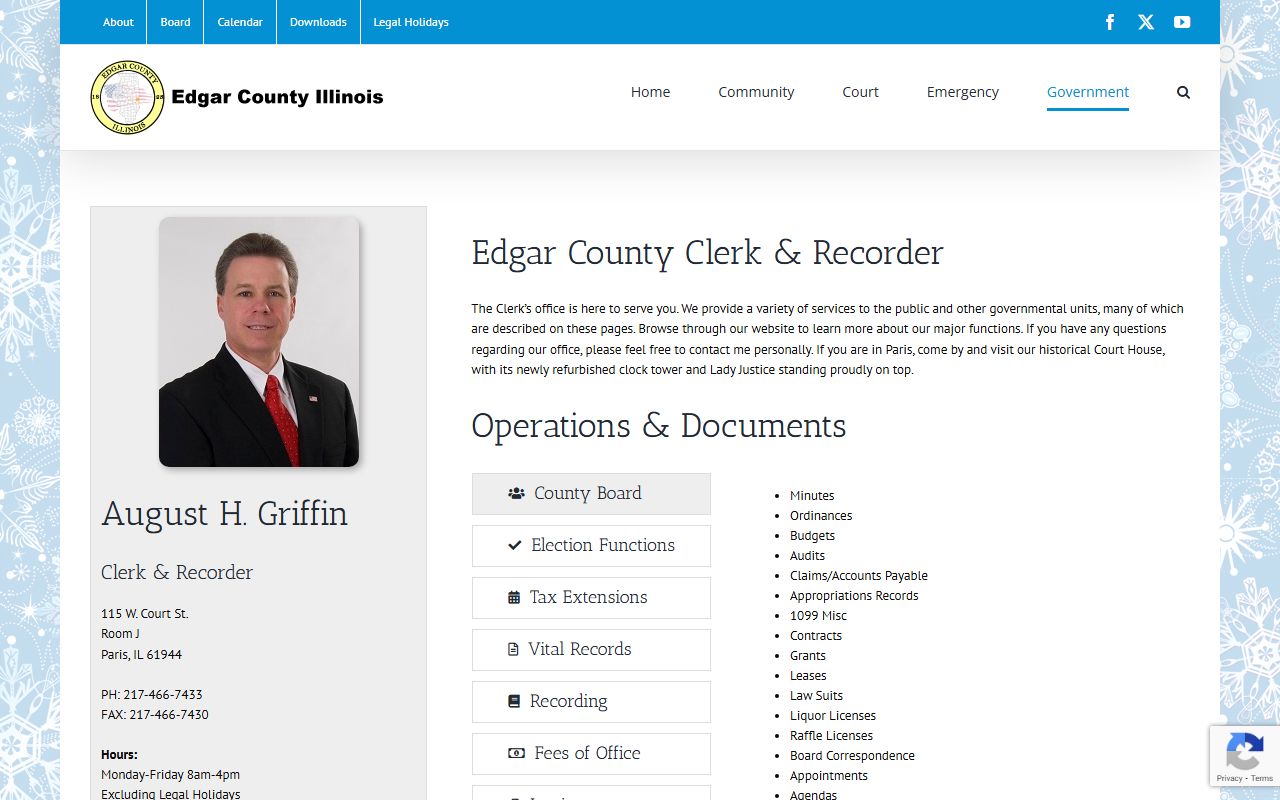 Edgar County Clerk and Recorder page for public records