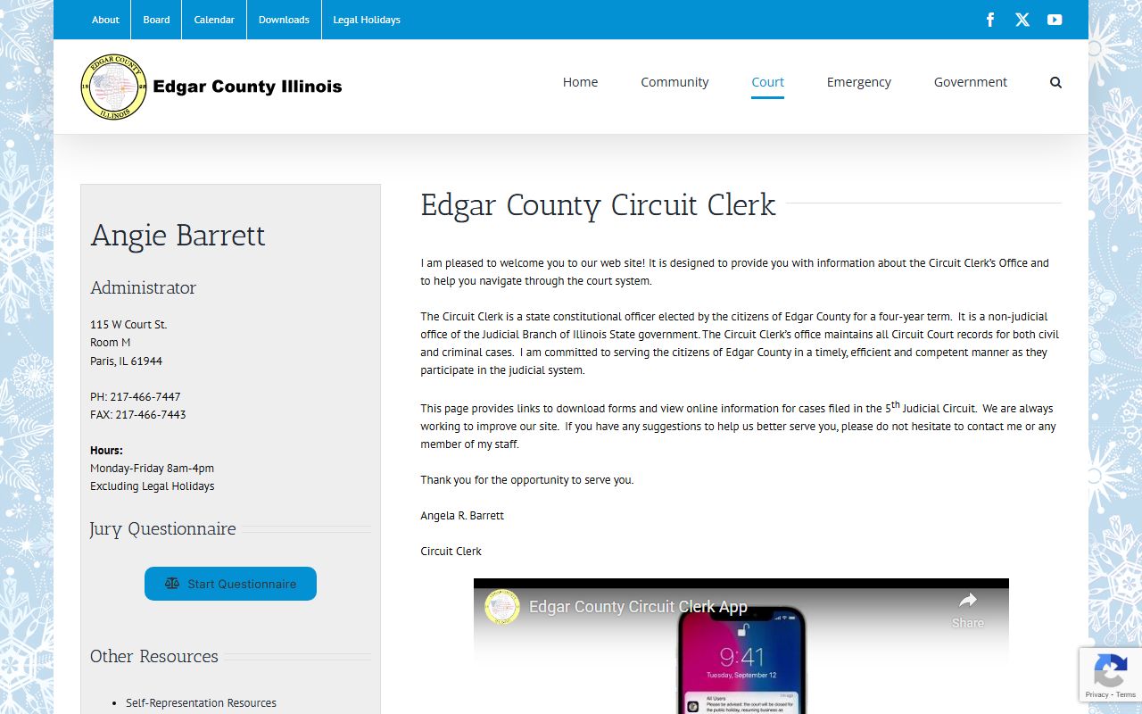 Edgar County Circuit Clerk page for court records search