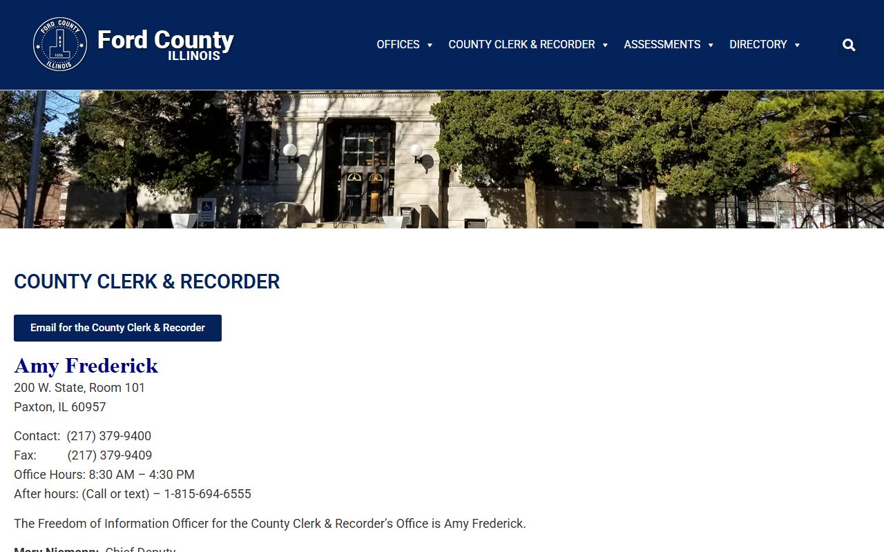 Ford County Clerk and Recorder website for public records