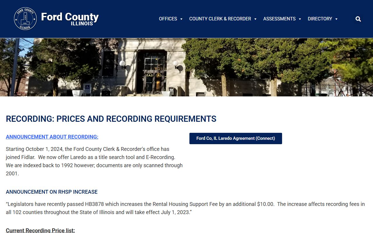 Ford County recording information for land records