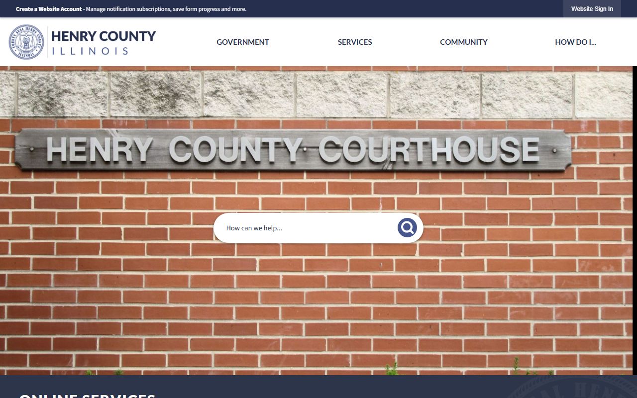 Henry County government homepage for public records