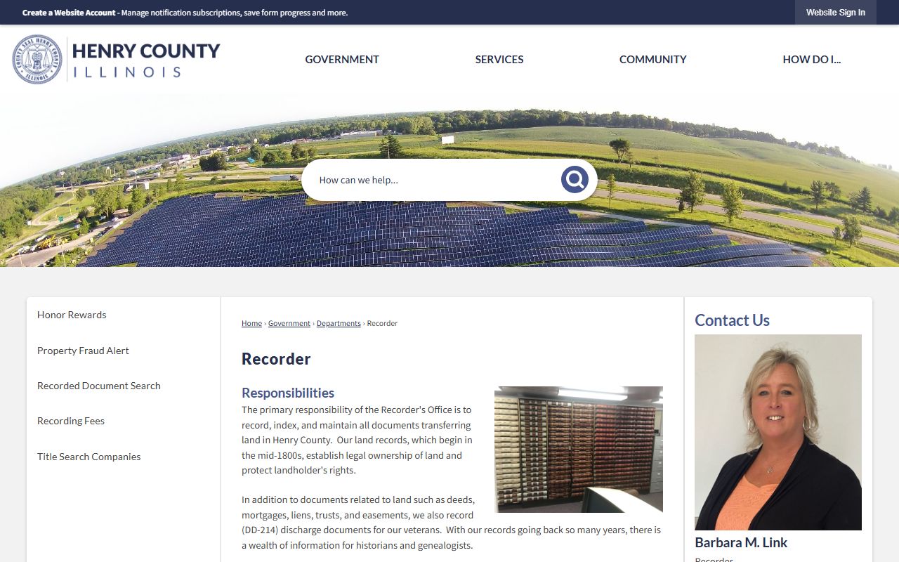 Henry County Recorder website for land records and public records