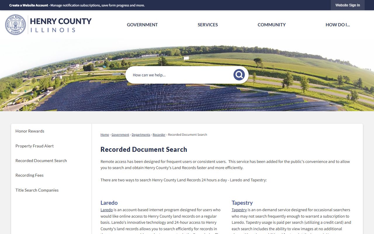 Henry County recorded document search for public records