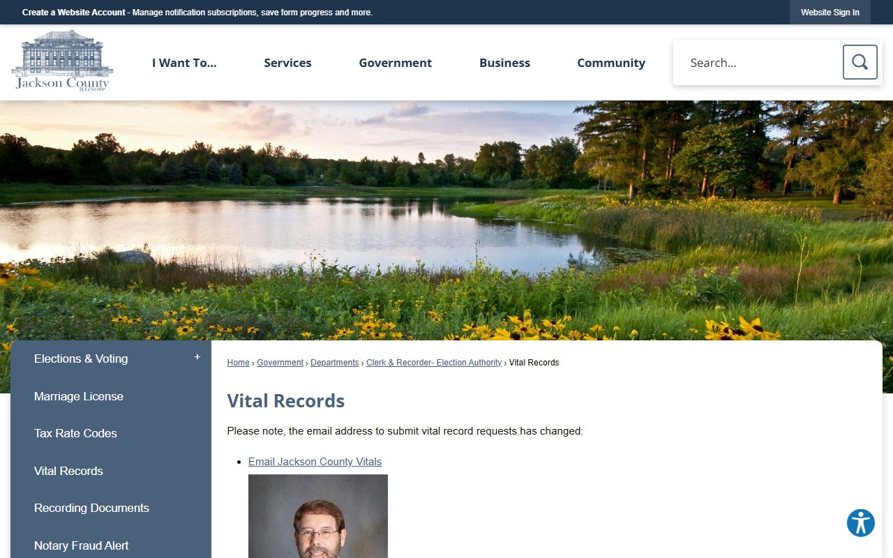 Jackson County vital records page for public records