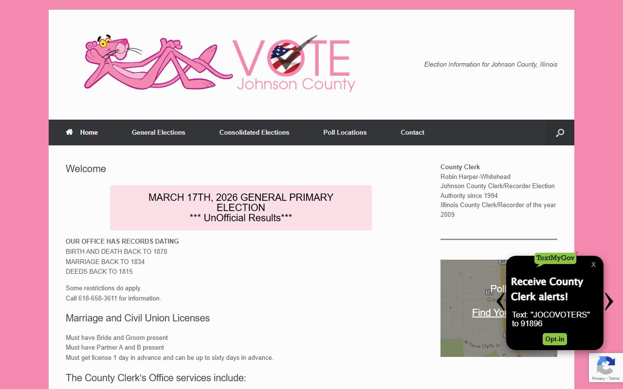 Johnson County Clerk website for public records and elections