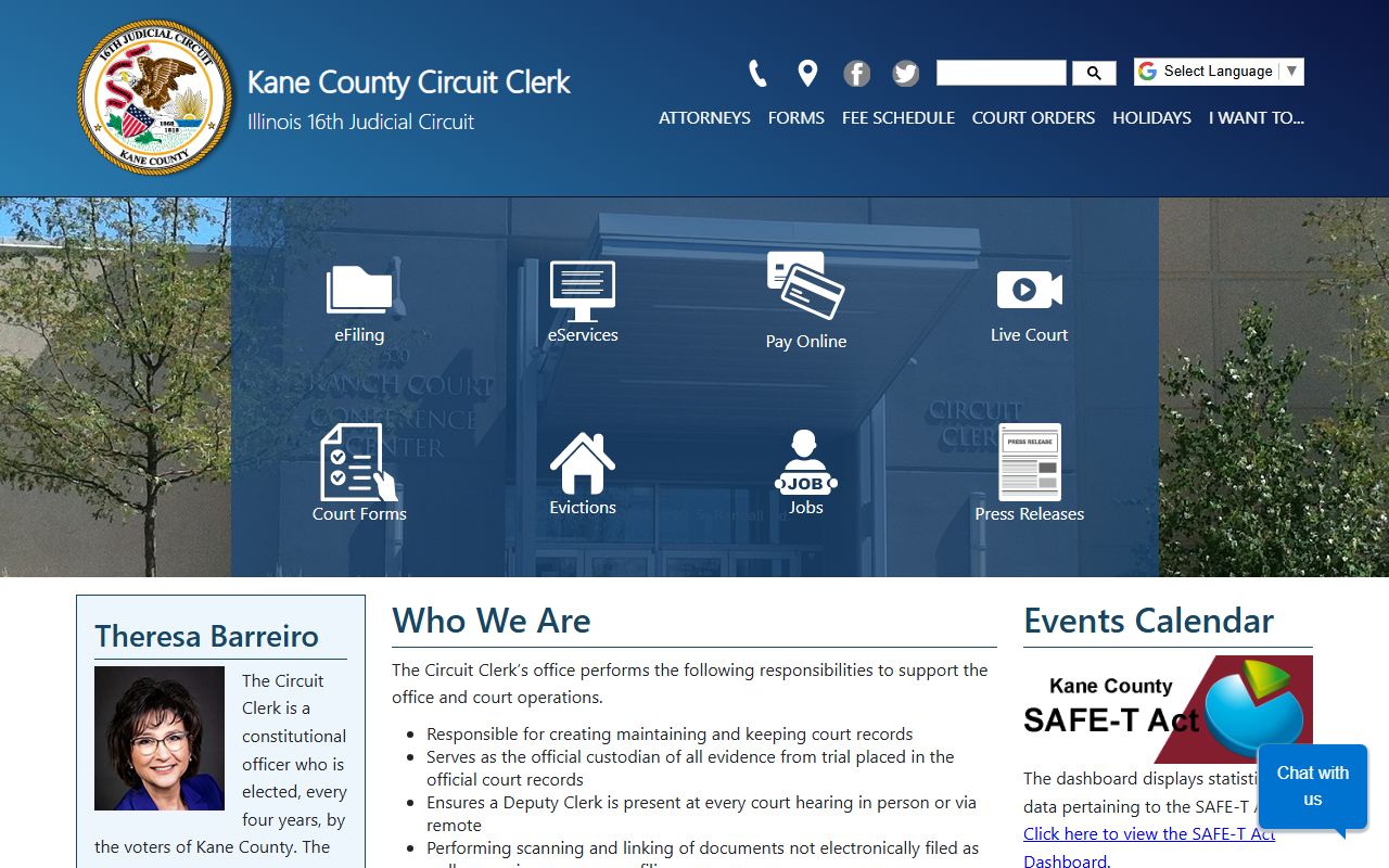 Kane County Circuit Clerk website for court records search