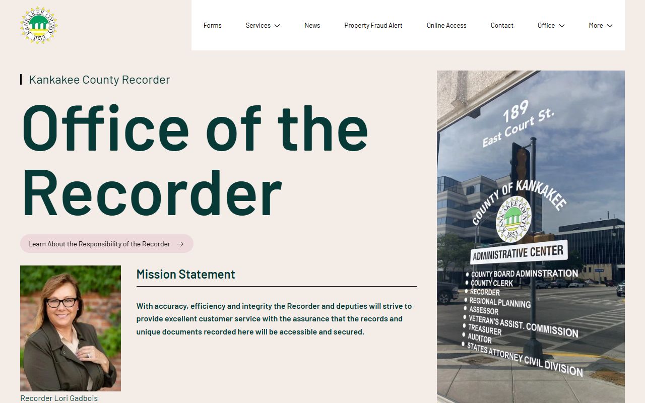 Kankakee County Recorder office website for land records