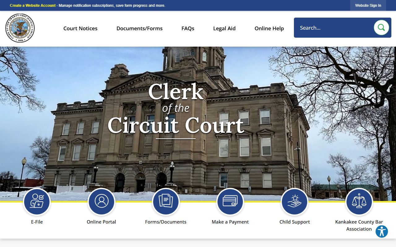 Kankakee County Circuit Clerk website for court records
