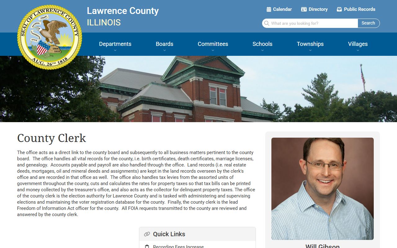 Lawrence County Clerk website for FOIA and public records