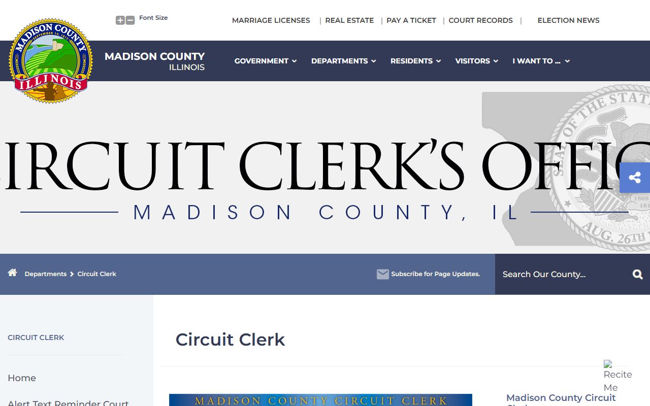 Madison County Circuit Clerk website for court case search