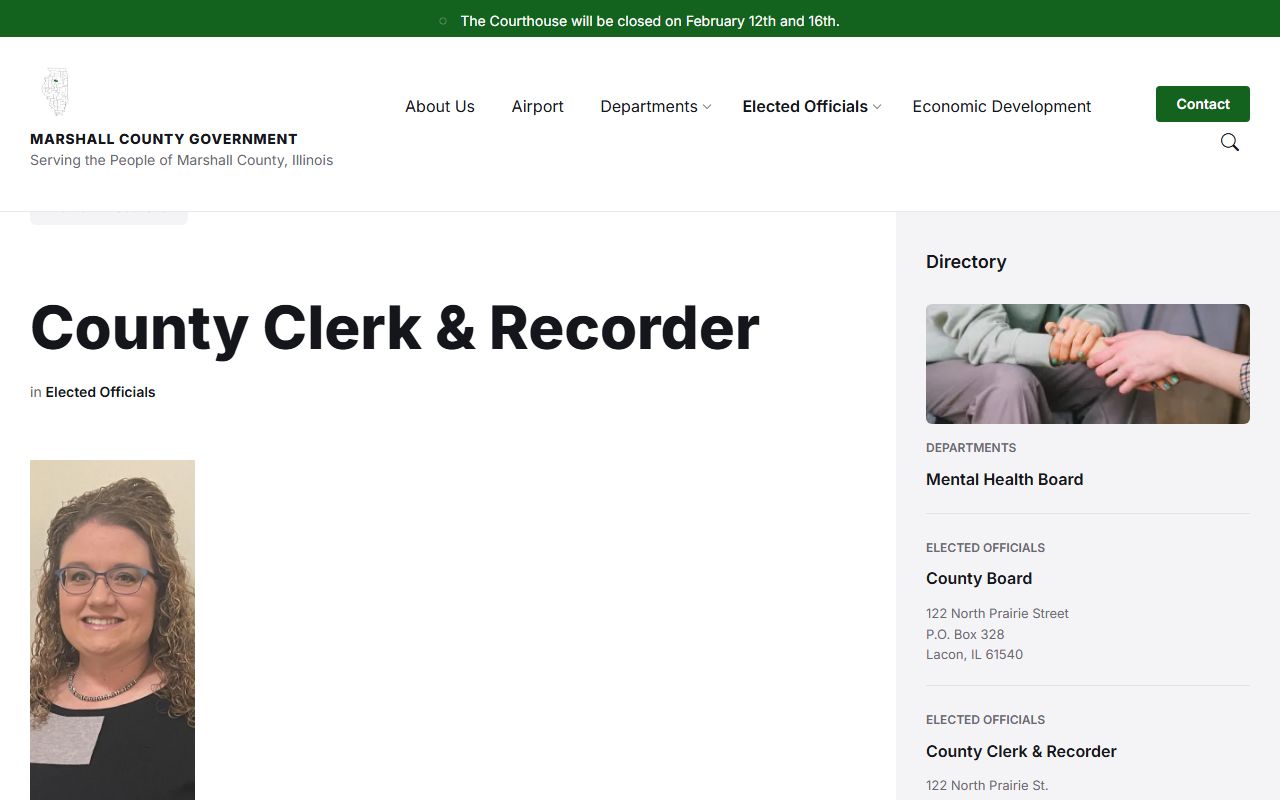Marshall County Clerk and Recorder website for public records