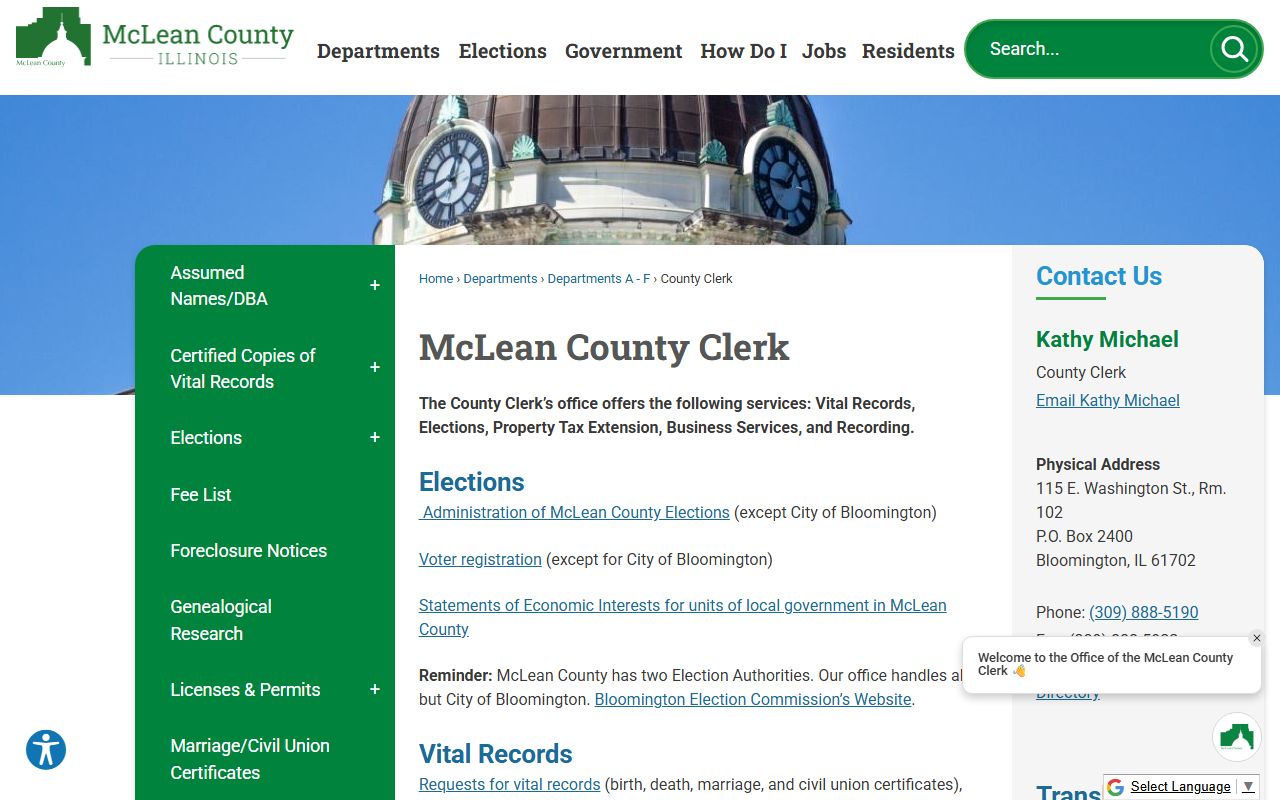 McLean County Clerk office website for public records