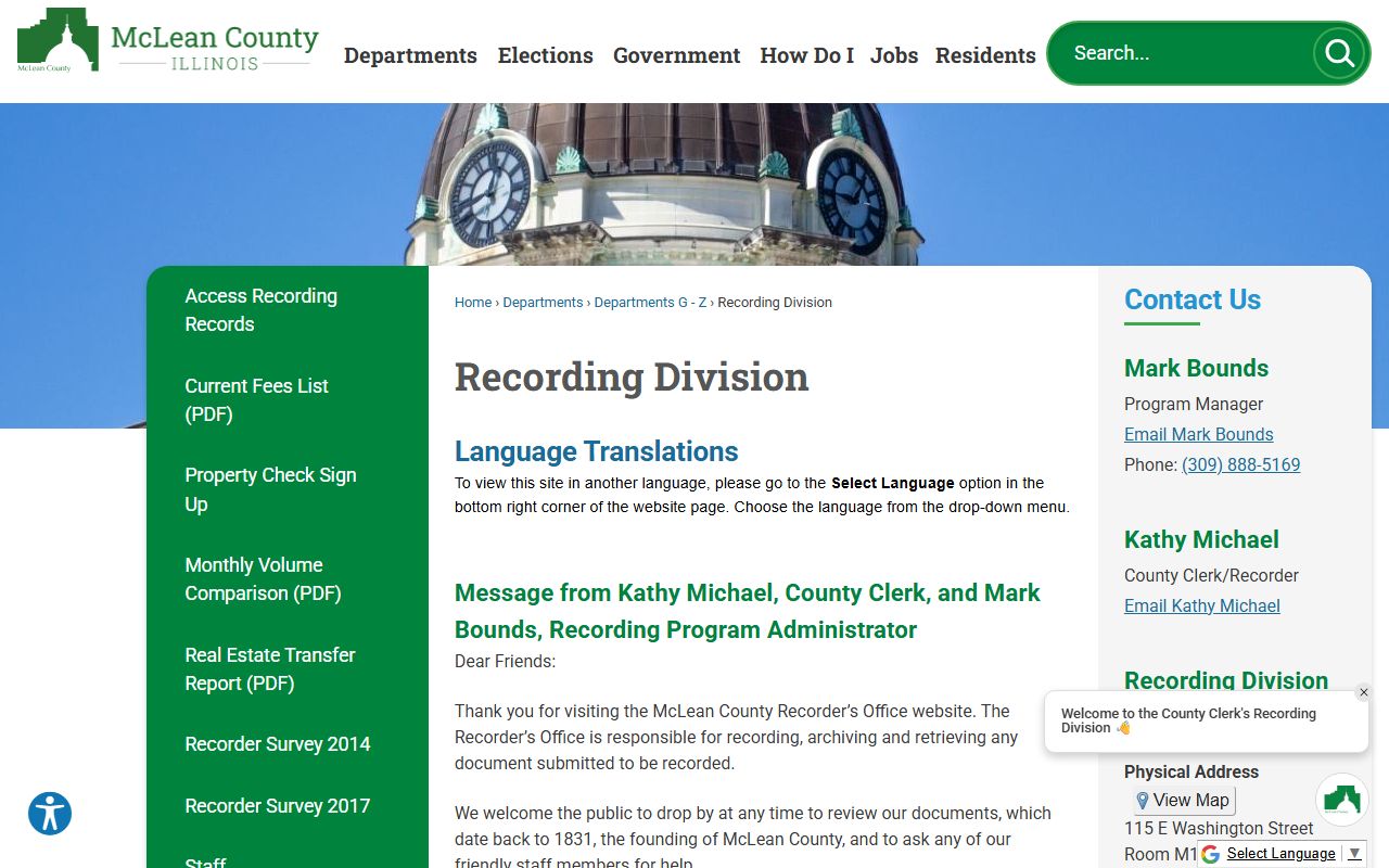 McLean County Recording Division for land records and public records