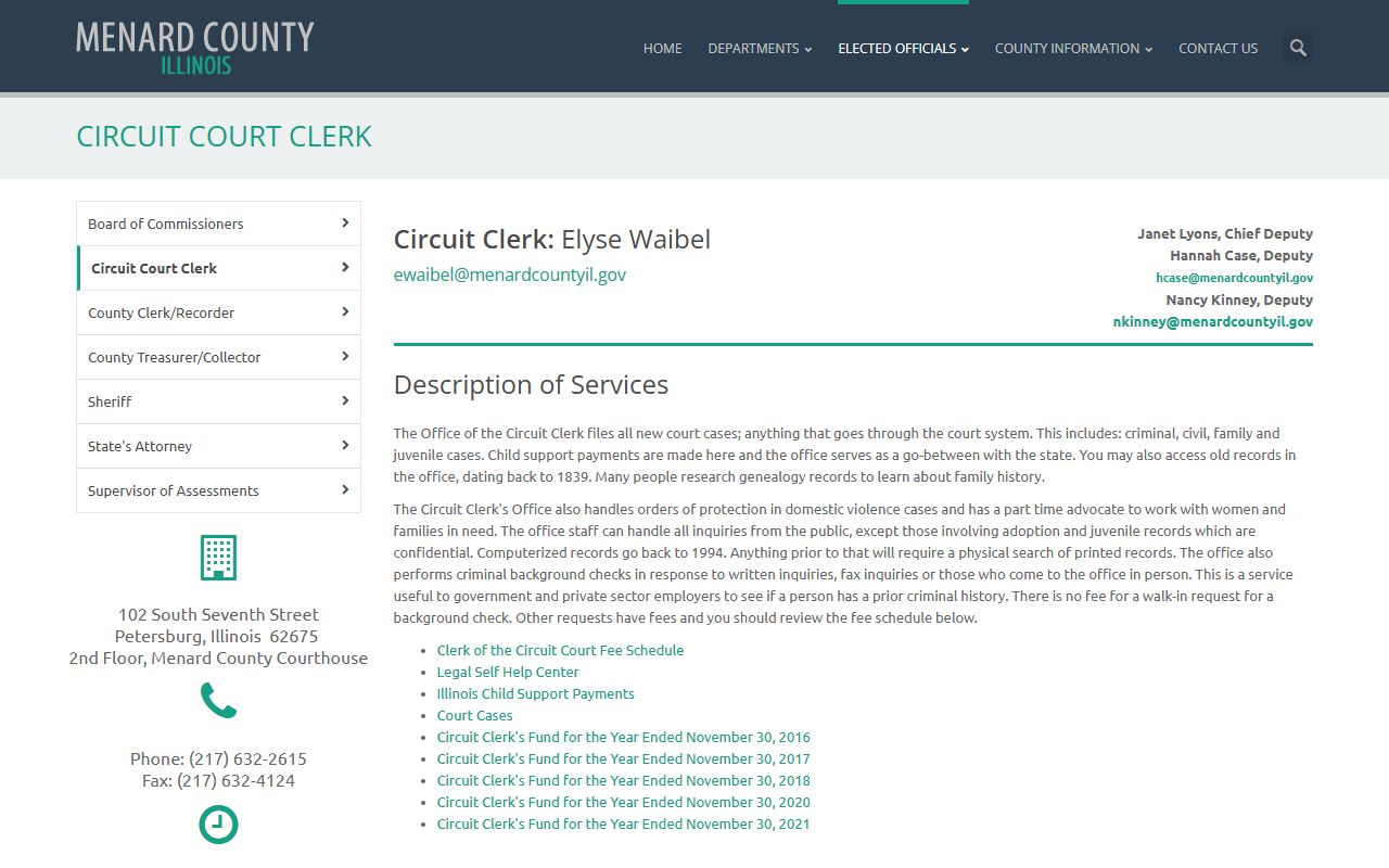 Menard County Circuit Court Clerk website for court records