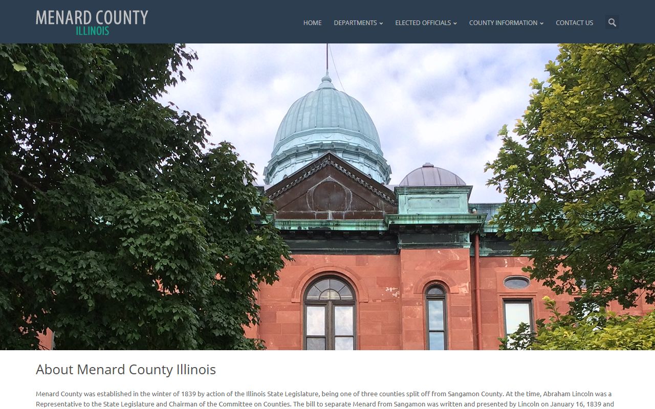 Menard County homepage with links to public records offices