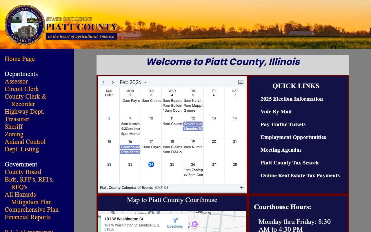 Piatt County homepage for public records information