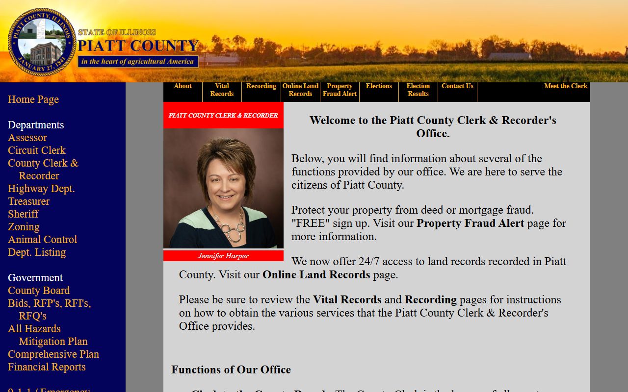 Piatt County Clerk office page for records search