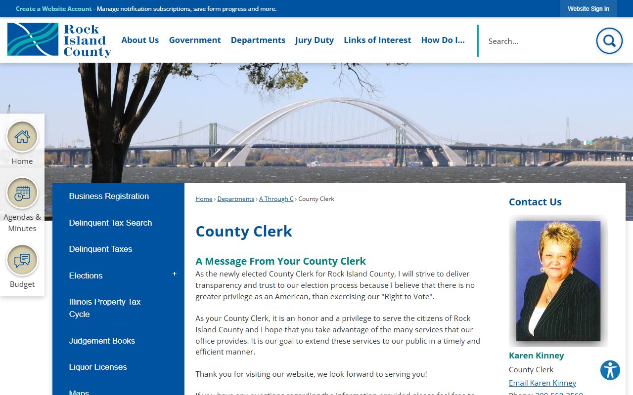 Rock Island County Clerk website for public records services
