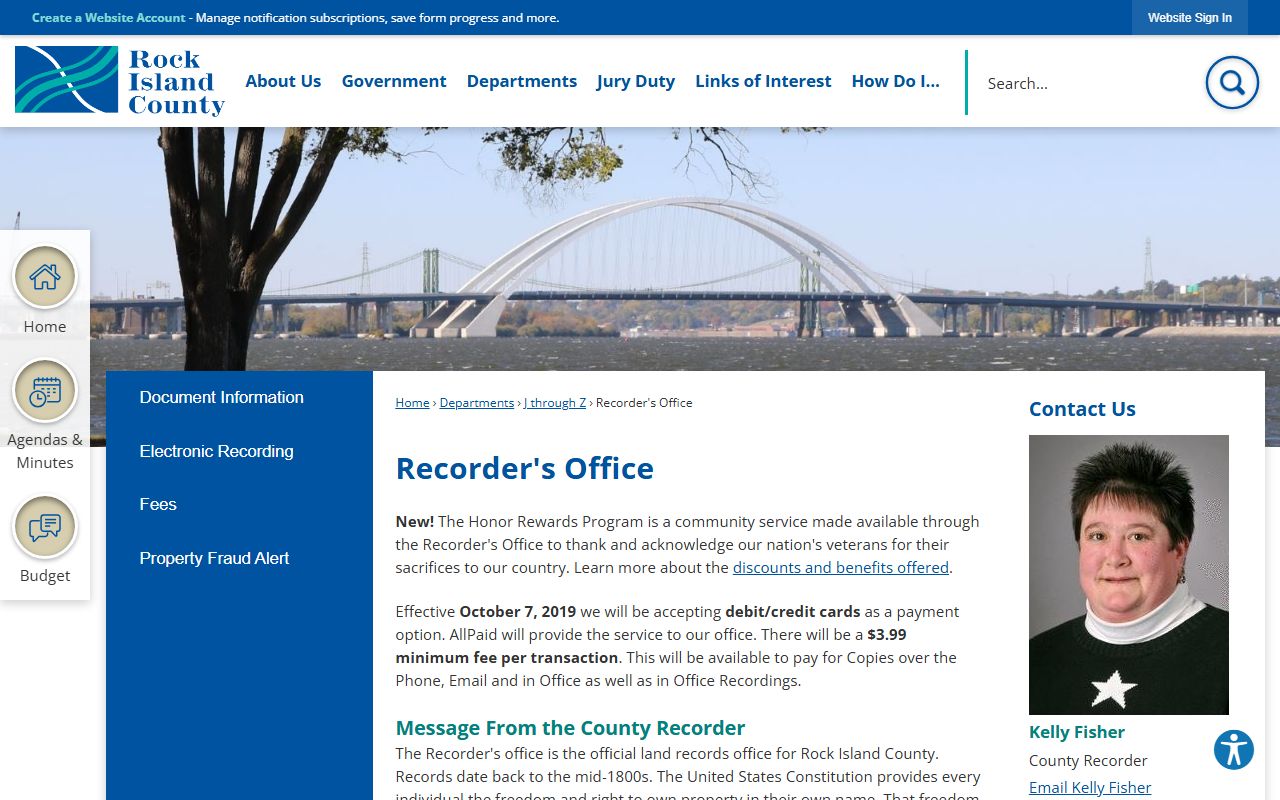 Rock Island County Recorder's Office for land records and property documents