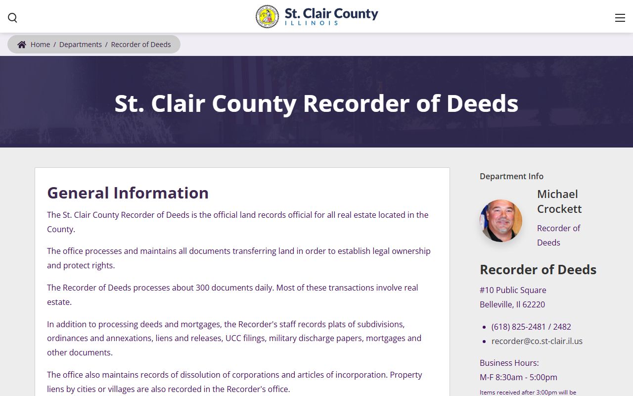 St. Clair County Recorder of Deeds website for land records search