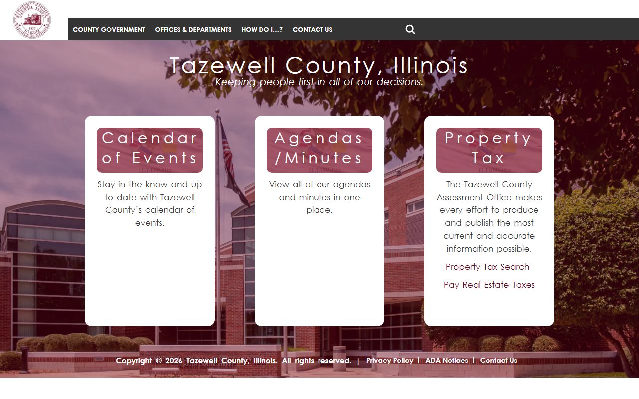 Tazewell County government homepage with links to public records