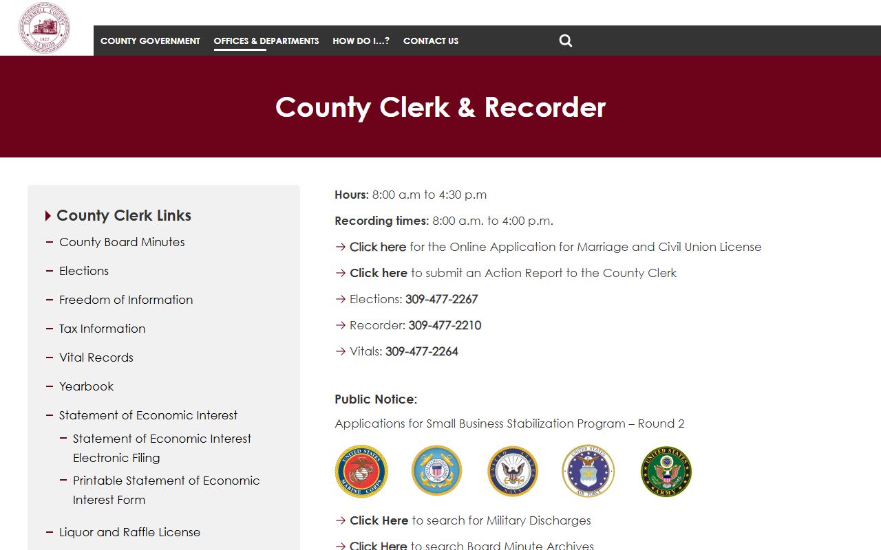 Tazewell County Clerk and Recorder website for public records