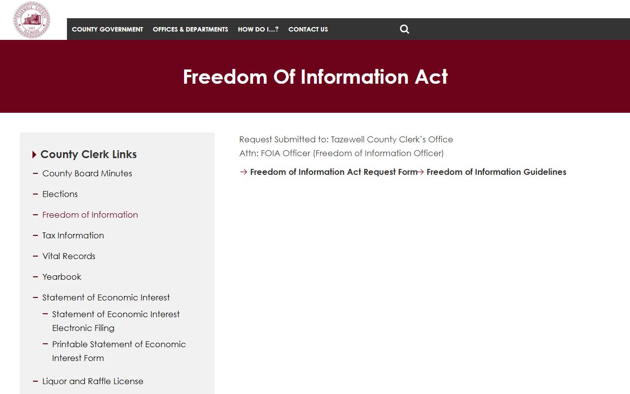 Tazewell County FOIA page for public records requests