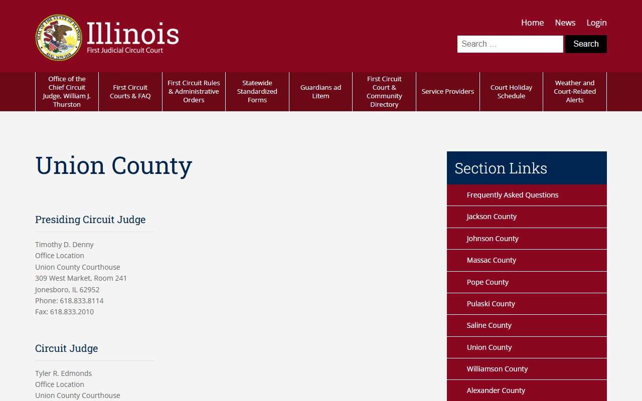 Union County circuit court page for public records