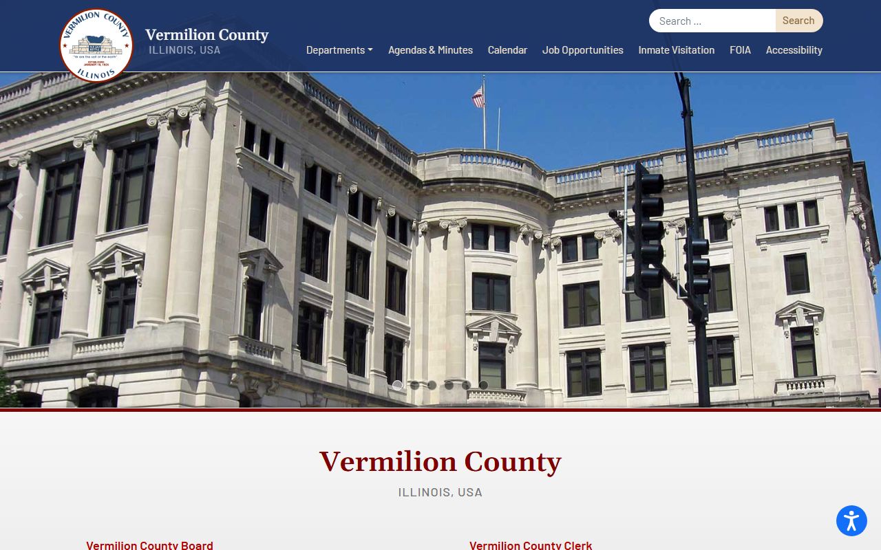 Vermilion County homepage with links to public records offices