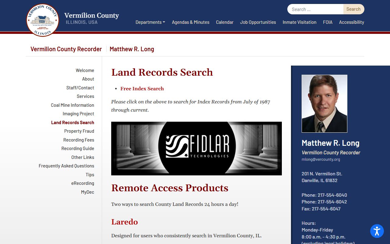 Vermilion County land records search portal for public records