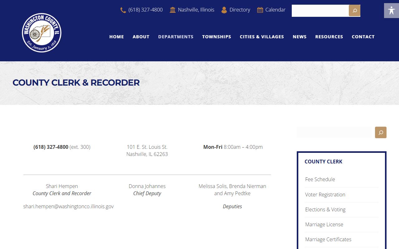 Washington County Clerk and Recorder website for public records