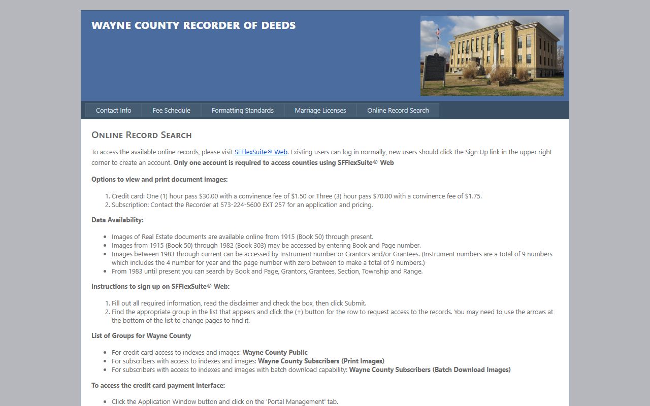 Wayne County online land records search for public records