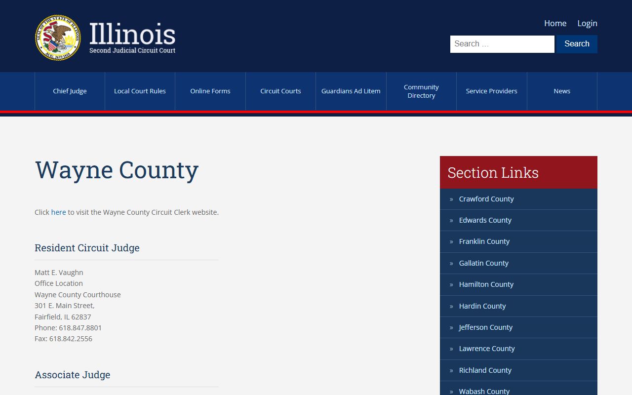 Wayne County circuit court information page for records